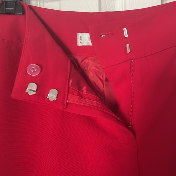 RED MID-RISE KASPER WIDE LEG SLACKS - Picture 2 of 5